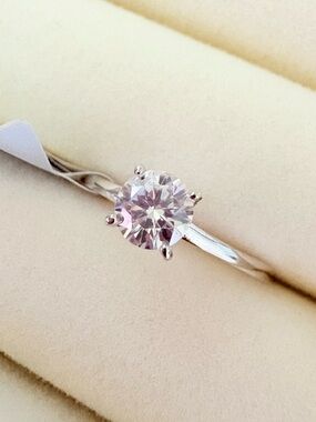 Moissanite 0.50CTW Sterling Silver Solitaire Engagement Ring Size 7